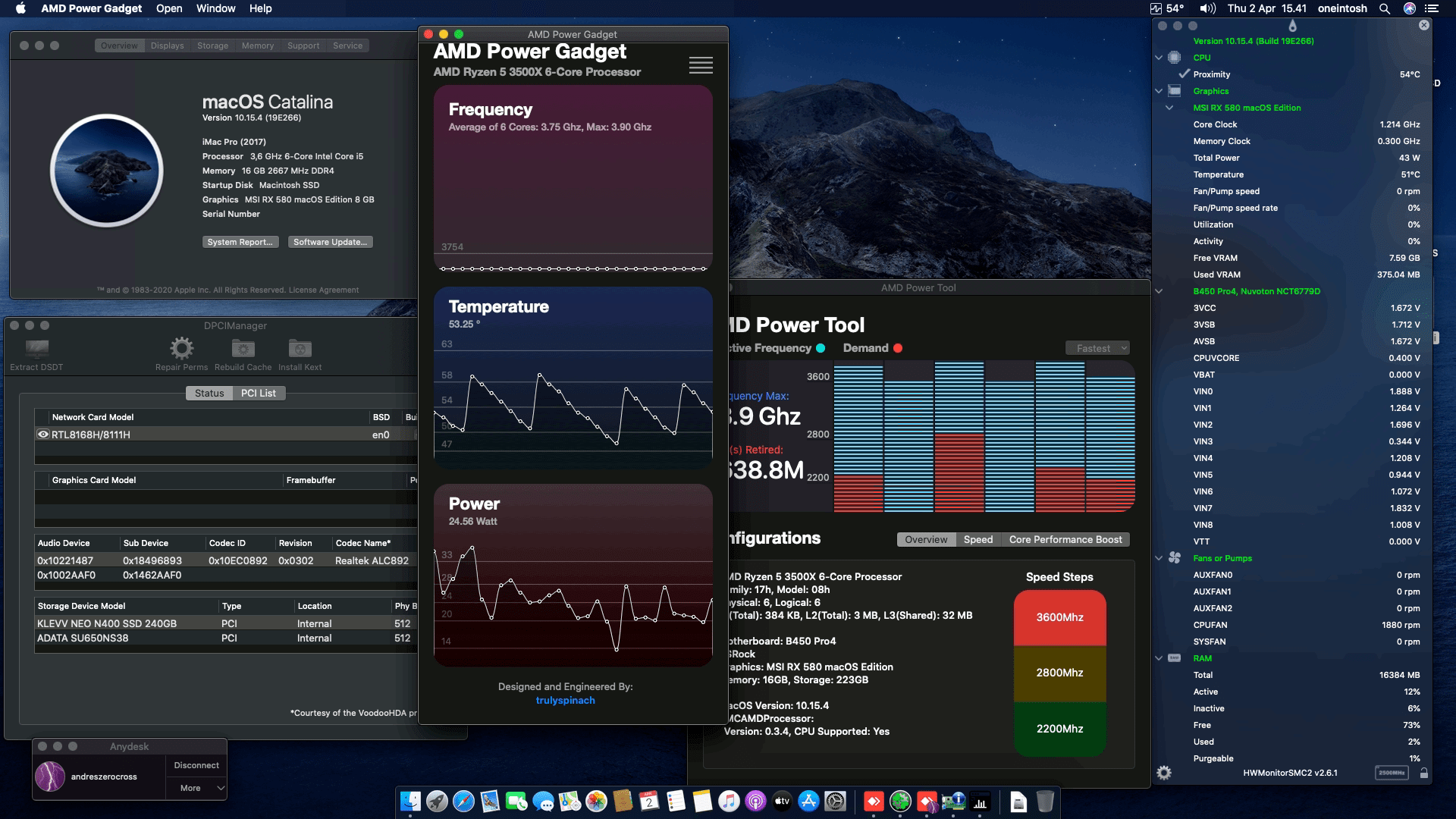 Success Hackintosh macOS Catalina 10.15.4 Build 19E266 in ASROCK B450 Pro 4 + AMD Ryzen 5 3500X + MSI RX 580